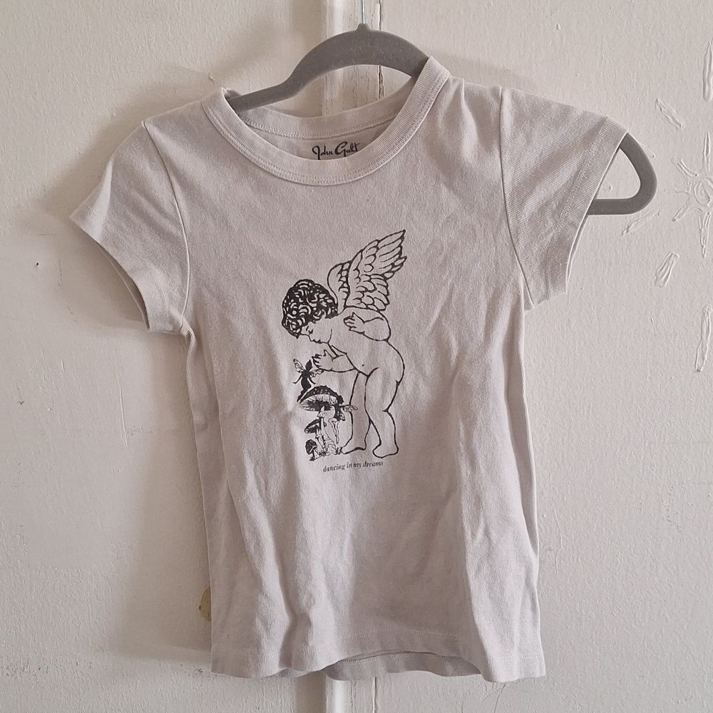 Gray Angel Cap sleeve Mushroom Fairy Cupid tee